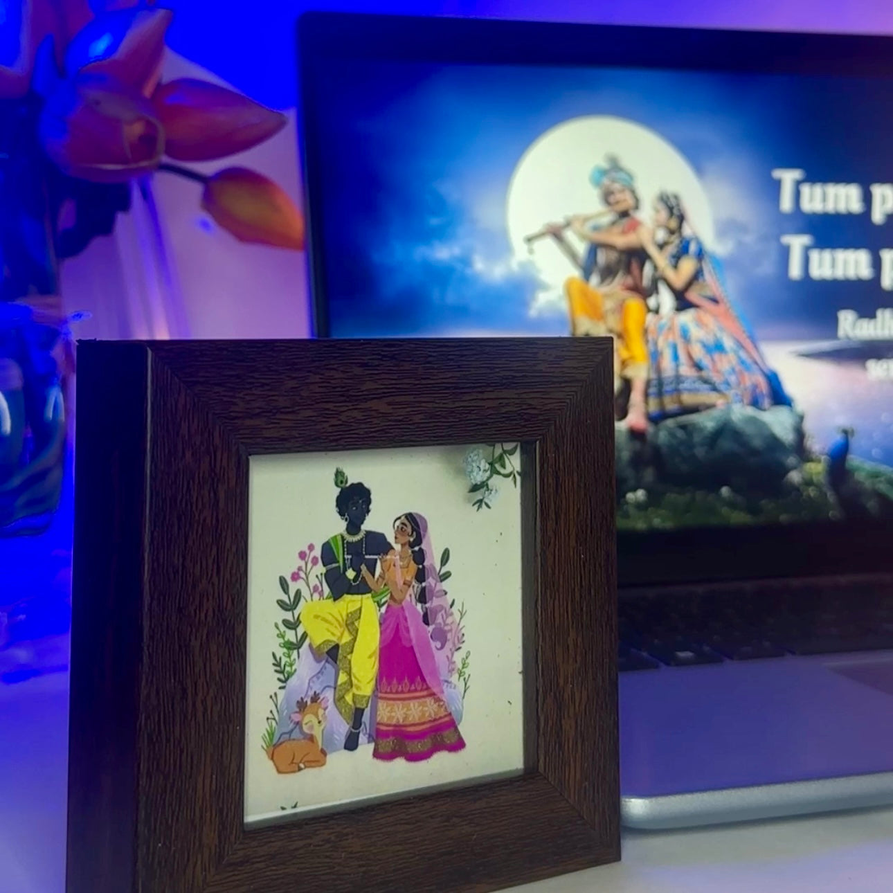 Radha Krishna with Flute - Mini Desk Frame by Wall Diaries